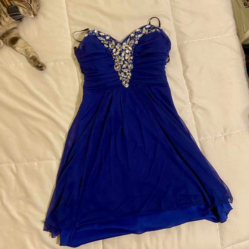 B Darlin Royal Blue Embellished Mini Dress
